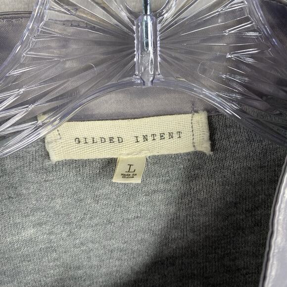 Gilded Intent Jacket Women L Gray Silver Satin Full ZipLightweight Boho Shacket - Picture 3 of 10